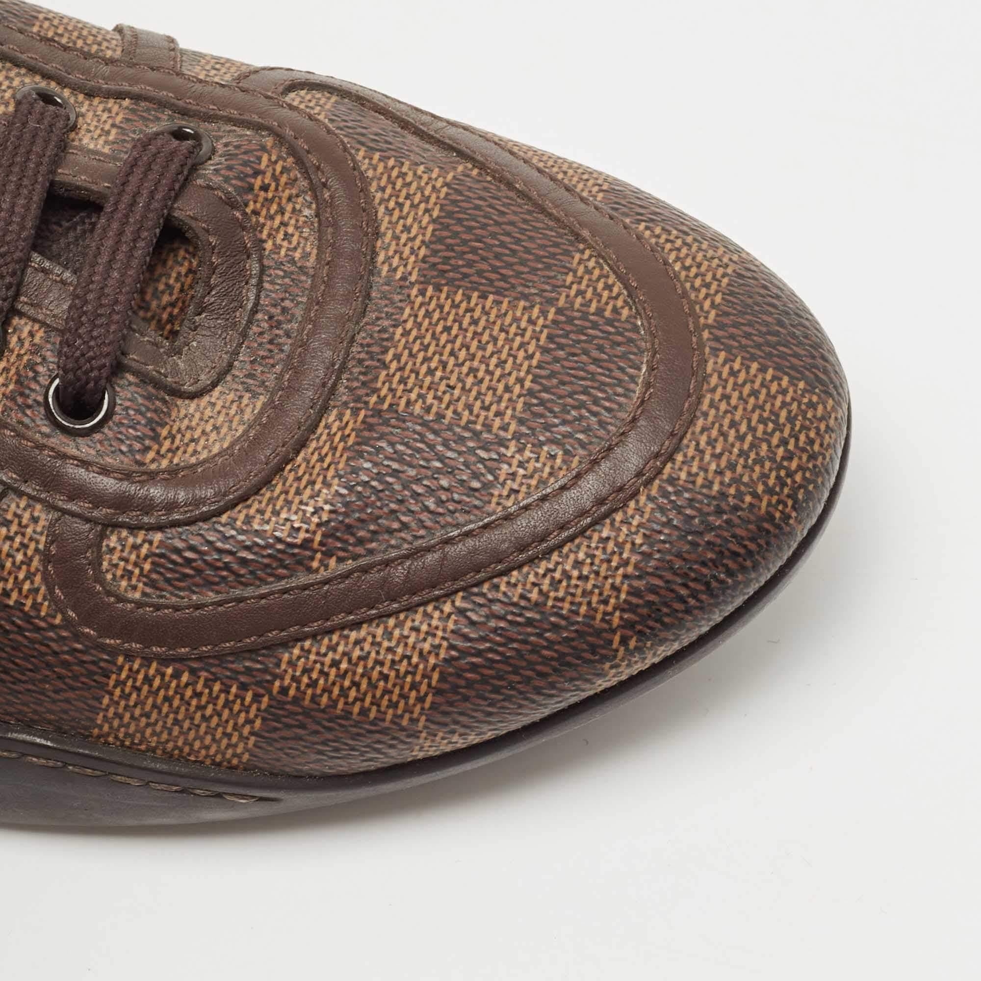 Louis Vuitton Brown Damier Ebene Canvas and Leather Low Top Sneakers Size 36.5 2