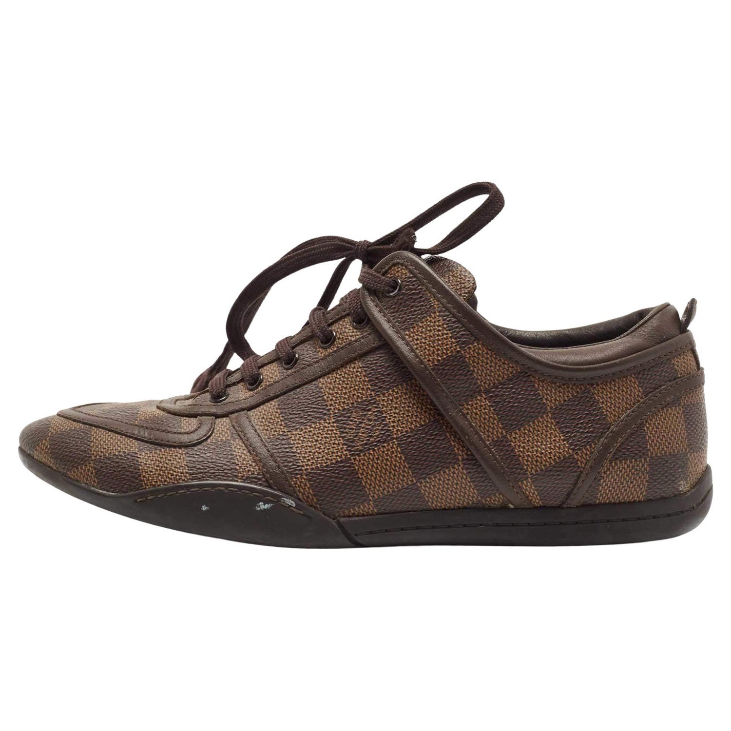 LOUIS VUITTON S/S 2012 Ace Brown Damier Canvas and Leather Low Top Sneaker  at 1stDibs