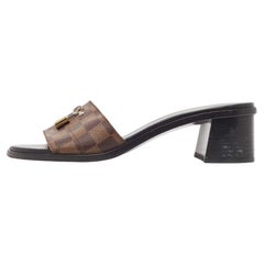 Louis Vuitton Brown Damier Ebene Canvas Lock It Slide Sandals Size 39