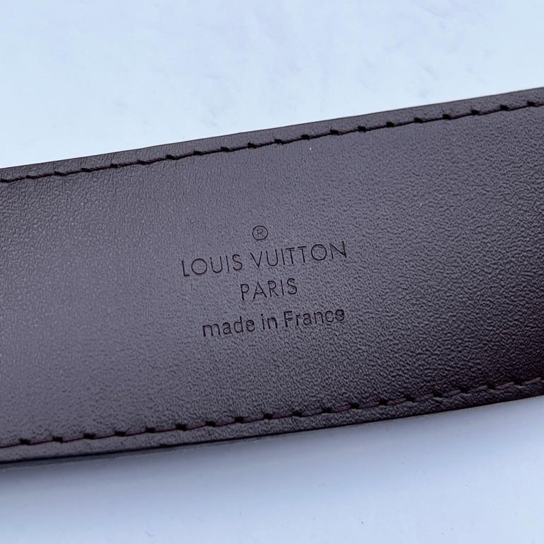 Louis Vuitton Brown Damier Ebene Canvas Logo Buckle Belt Size 95/38 Cloth  ref.544935 - Joli Closet