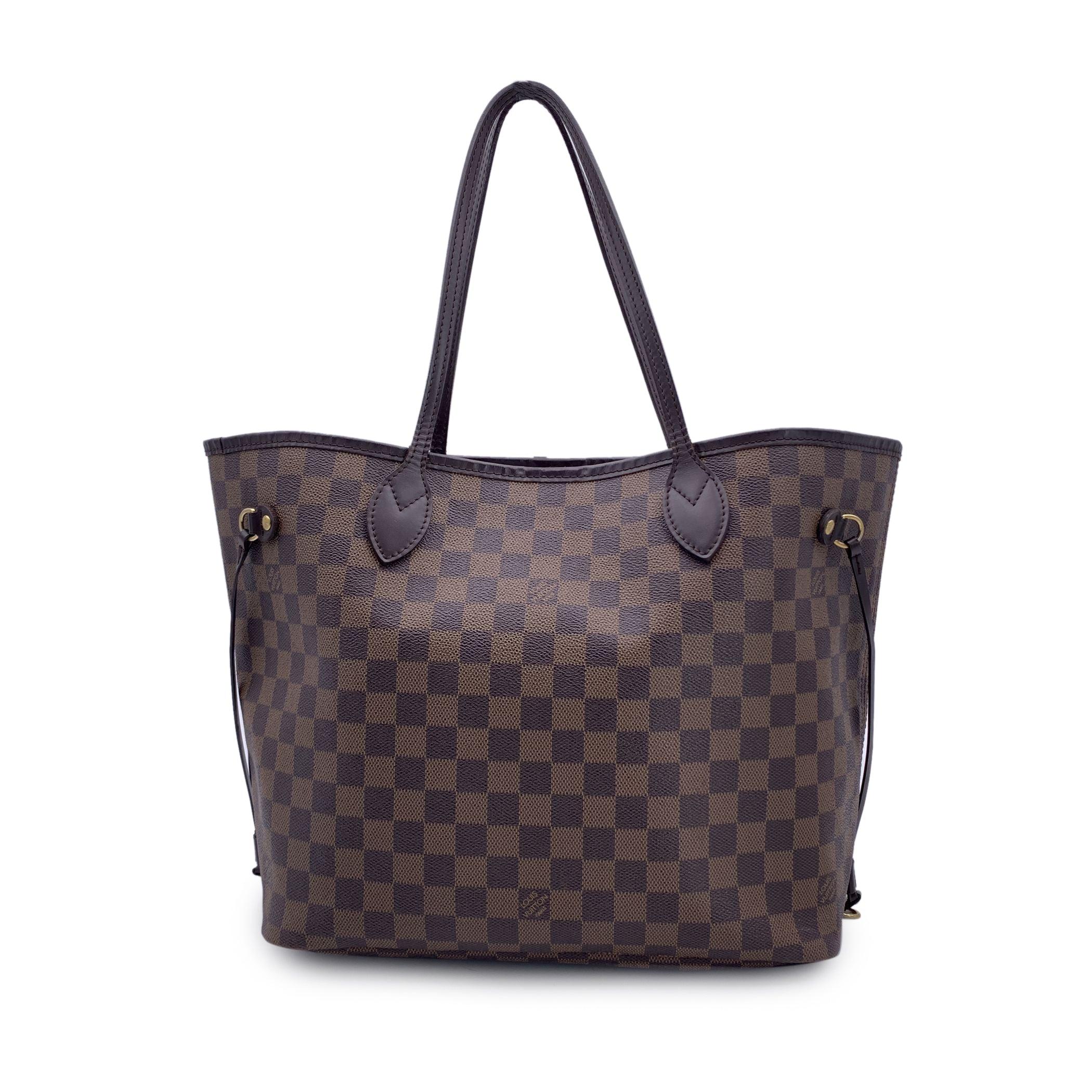 Black Louis Vuitton Brown Damier Ebene Canvas Neverfull MM Tote Bag