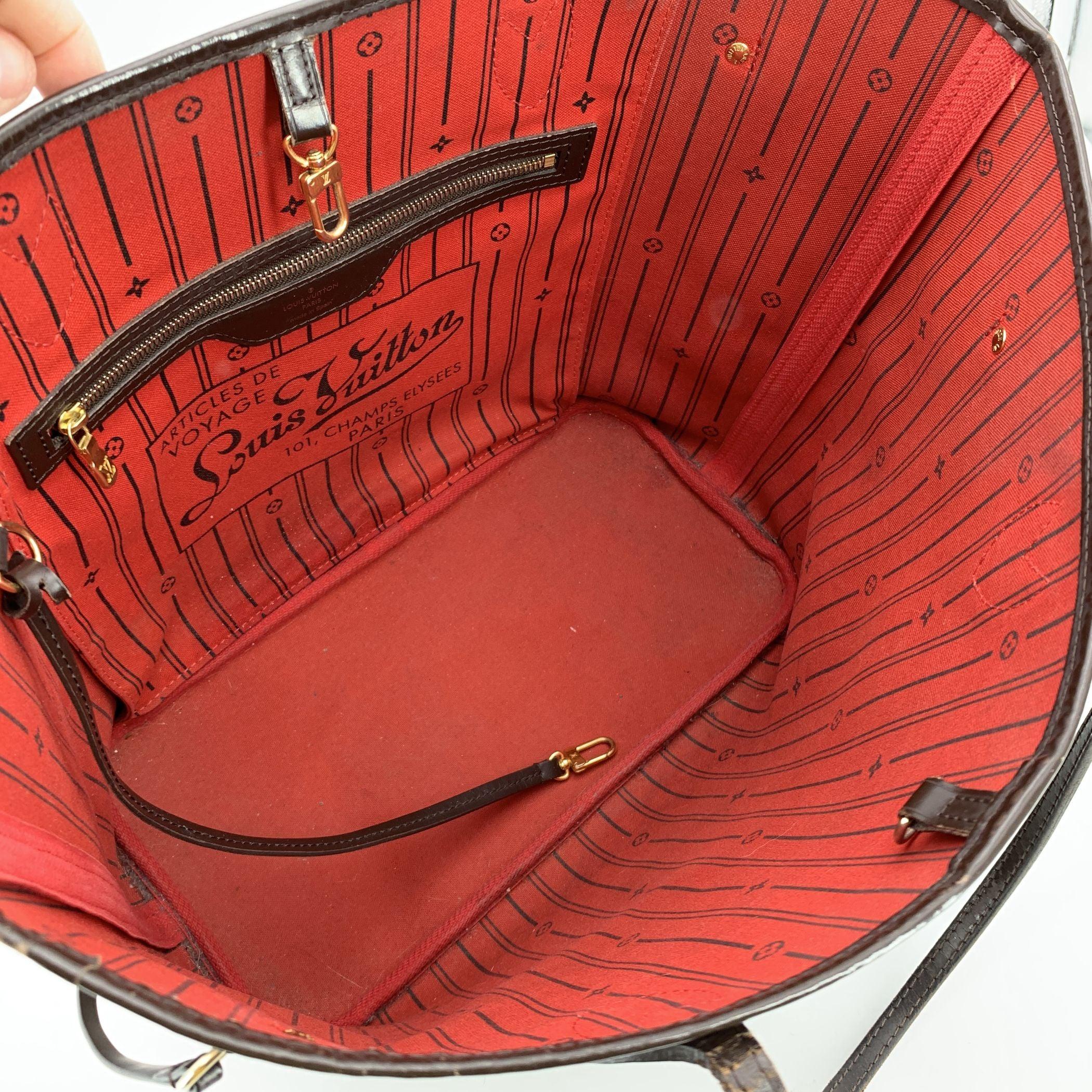 Louis Vuitton Brown Damier Ebene Canvas Neverfull MM Tote Bag In Good Condition For Sale In Rome, Rome