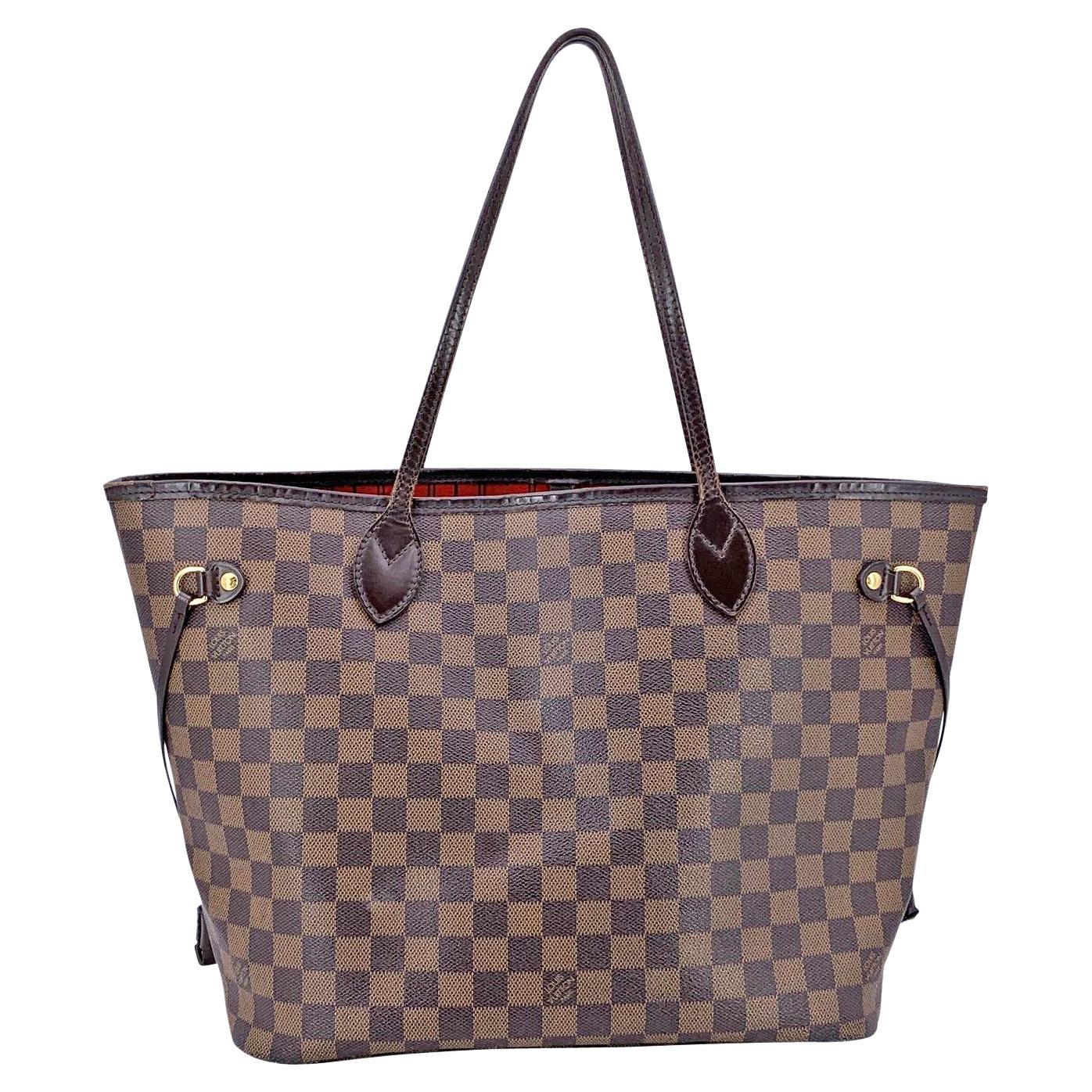 Louis Vuitton Brown Damier Ebene Canvas Neverfull MM Tote Bag For Sale