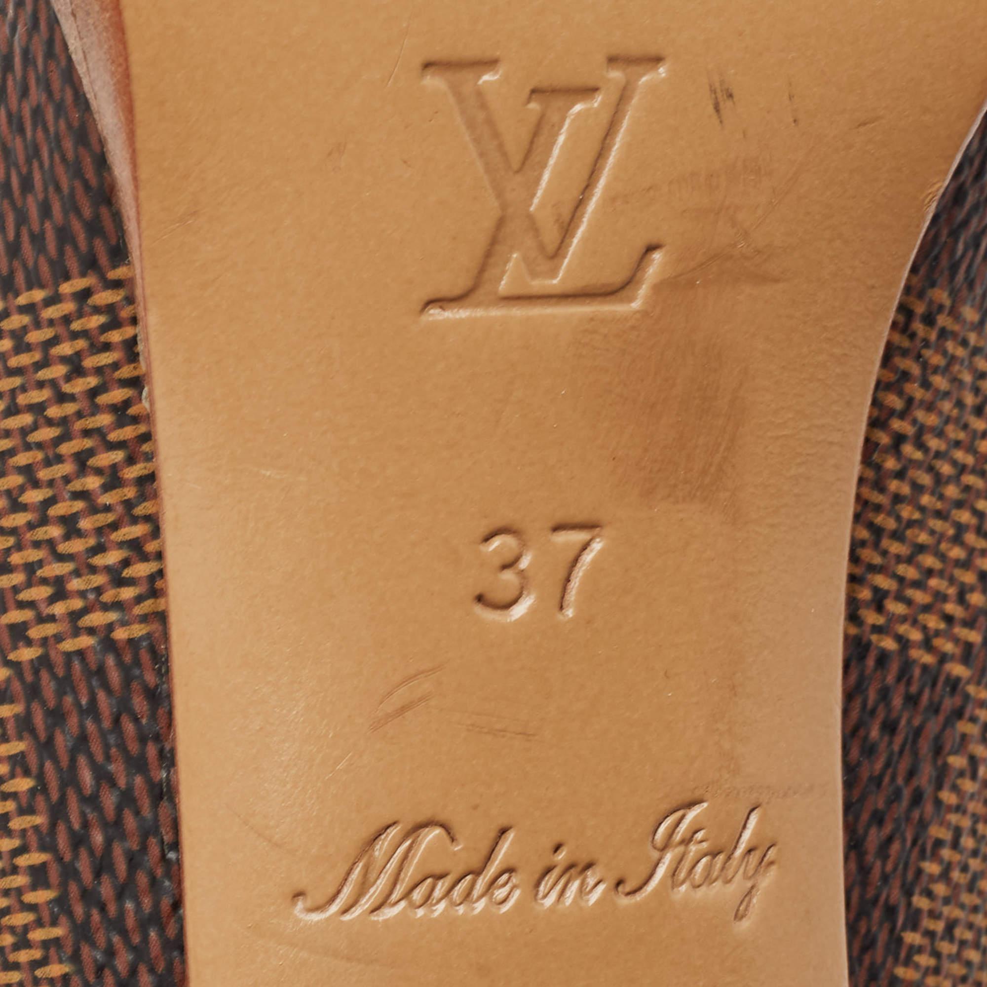 Louis Vuitton Brown Damier Ebene Canvas Palm Beach Pumps Size 37 4