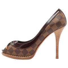 Louis Vuitton Brown Damier Ebene Canvas Palm Beach Pumps Size 37