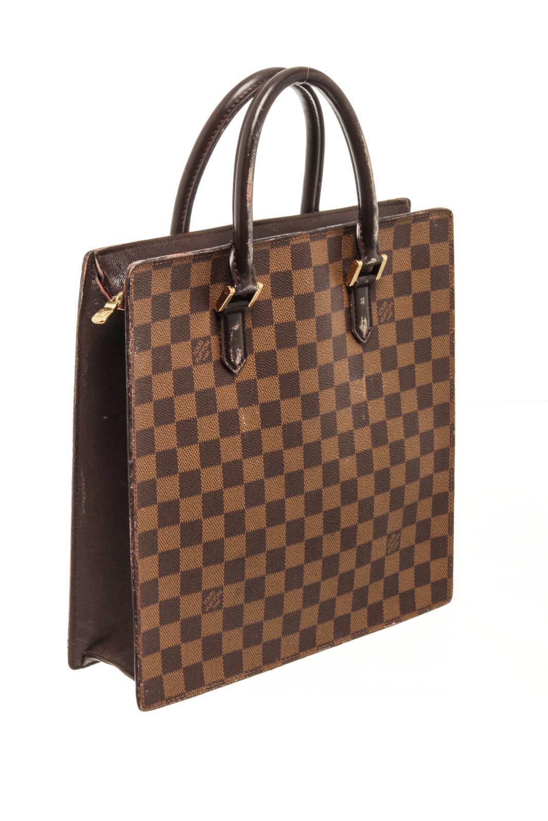 Louis Vuitton Brown Damier Ebene Canvas Sac Plat Venice Tote Bag For Sale  at 1stDibs
