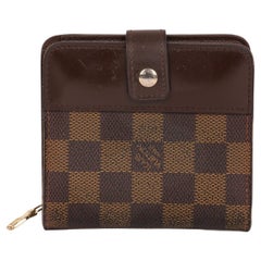 Louis Vuitton BROWN DAMIER EBENE COATED CANVAS & CALFSKIN LEATHER COMPACT WALLET