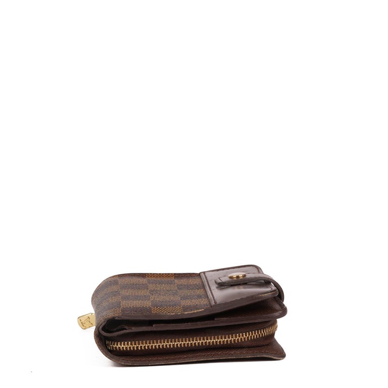 Louis Vuitton Brown Damier Ebene Coated Canvas & Calfskin Leather Zip Wallet