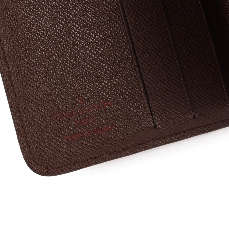 Brown Damier Ebene Coated Canvas & Calfskin Leather Compact Zip Wallet