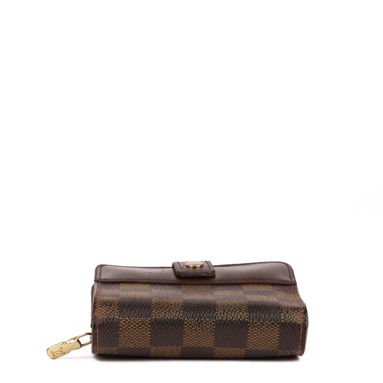 Louis Vuitton Brown Damier Ebene Coated Canvas & Calfskin Leather Zip Wallet