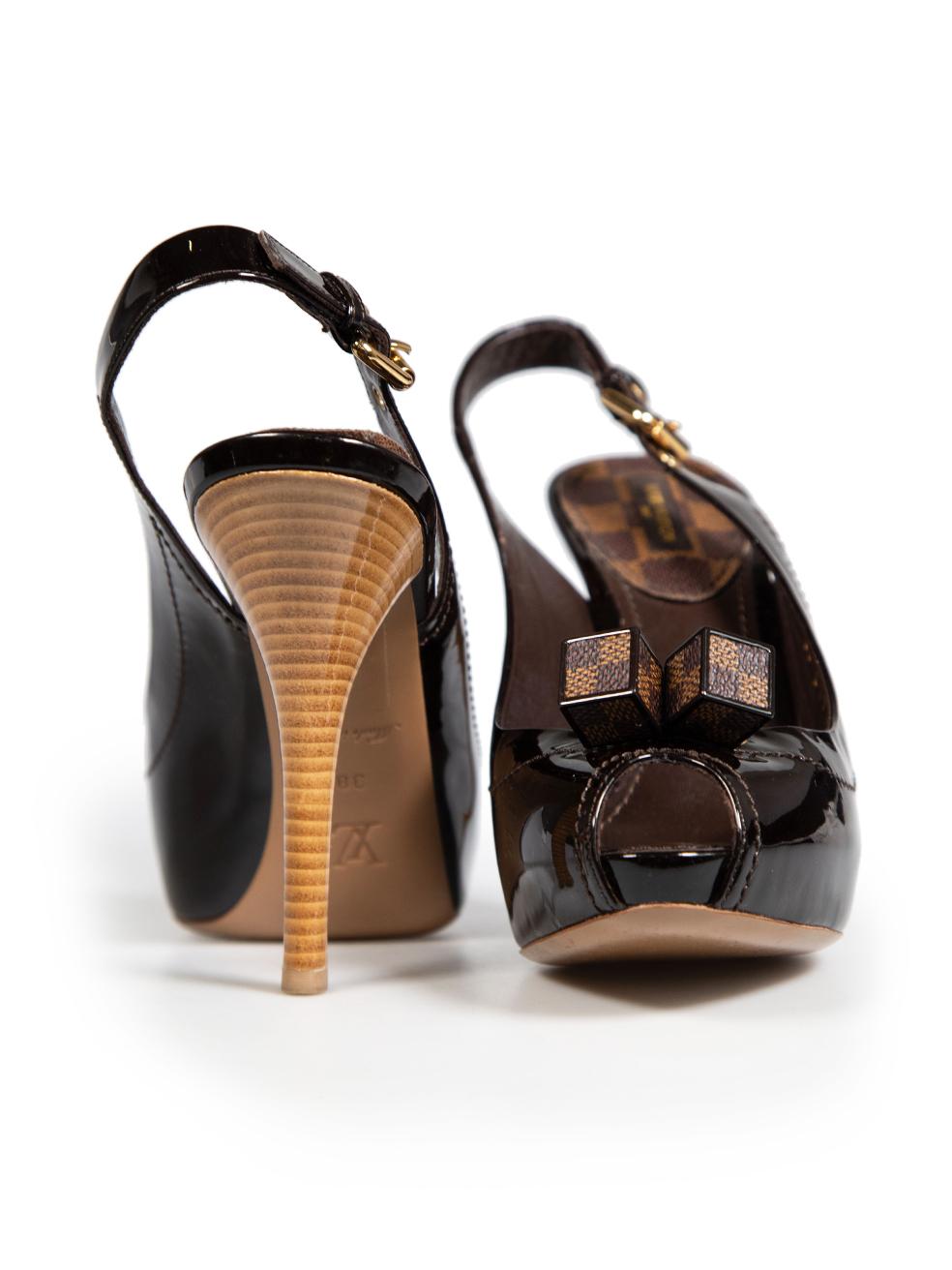 Black Louis Vuitton Brown Damier Ebene Cubes Pumps Size IT 38