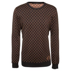 Louis Vuitton Brown Damier Ebene Intarsia Knit Sweater L