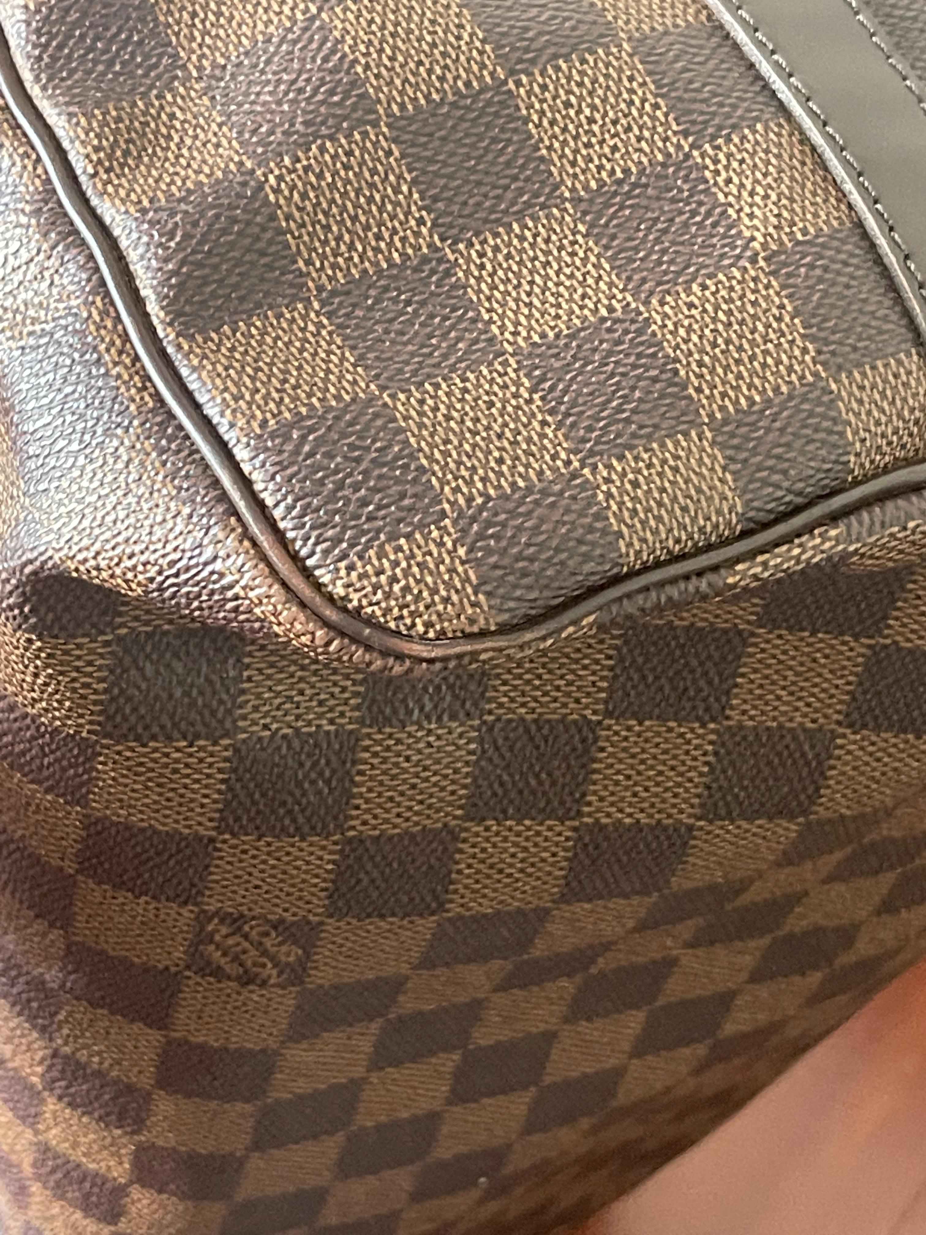 Louis Vuitton Brown Damier Ebene Speedy 35 Bandouliere Boston Bag For Sale 8