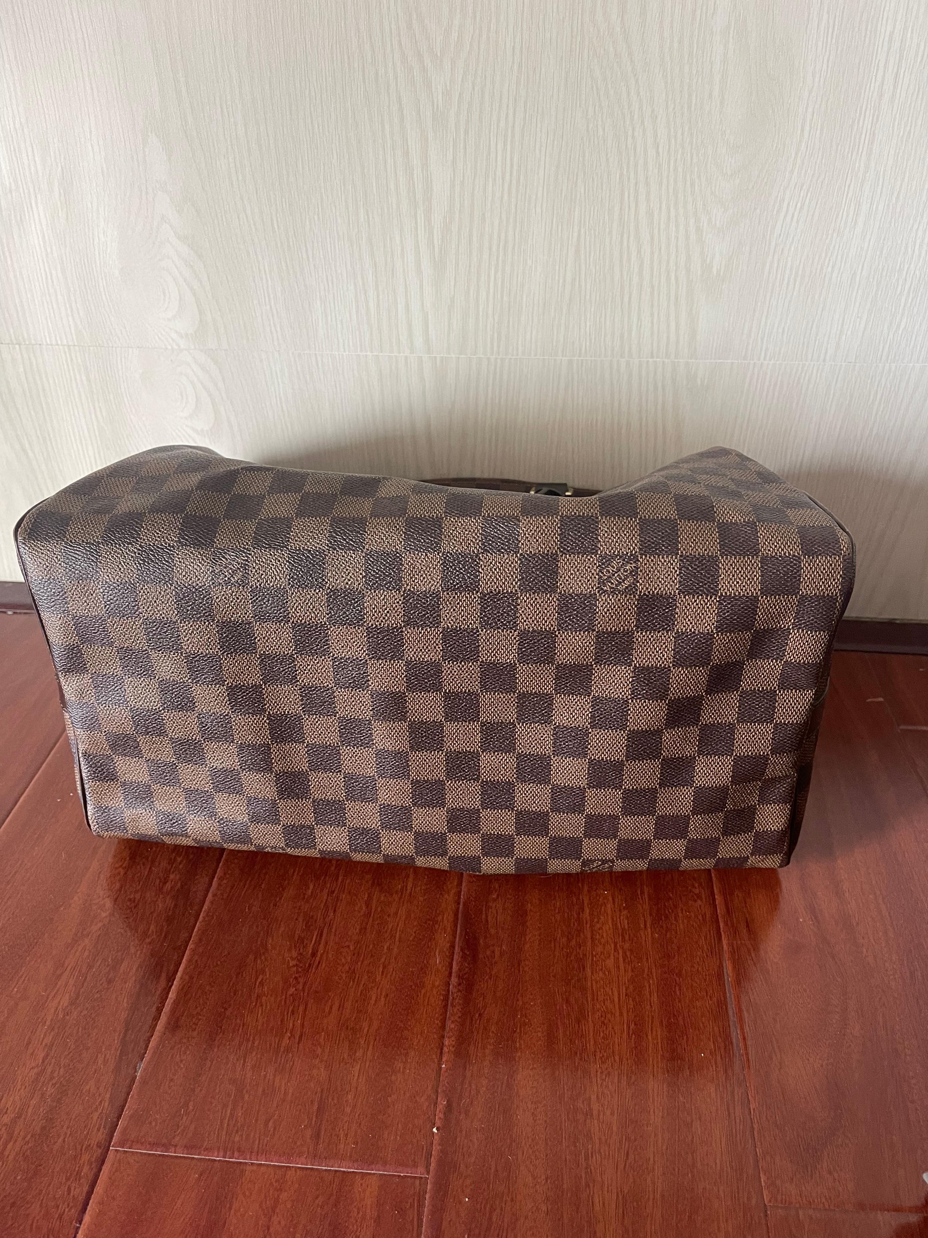 Louis Vuitton Brown Damier Ebene Speedy 35 Bandouliere Boston Bag In Good Condition For Sale In Jakarta, Daerah Khusus Ibukota Jakarta