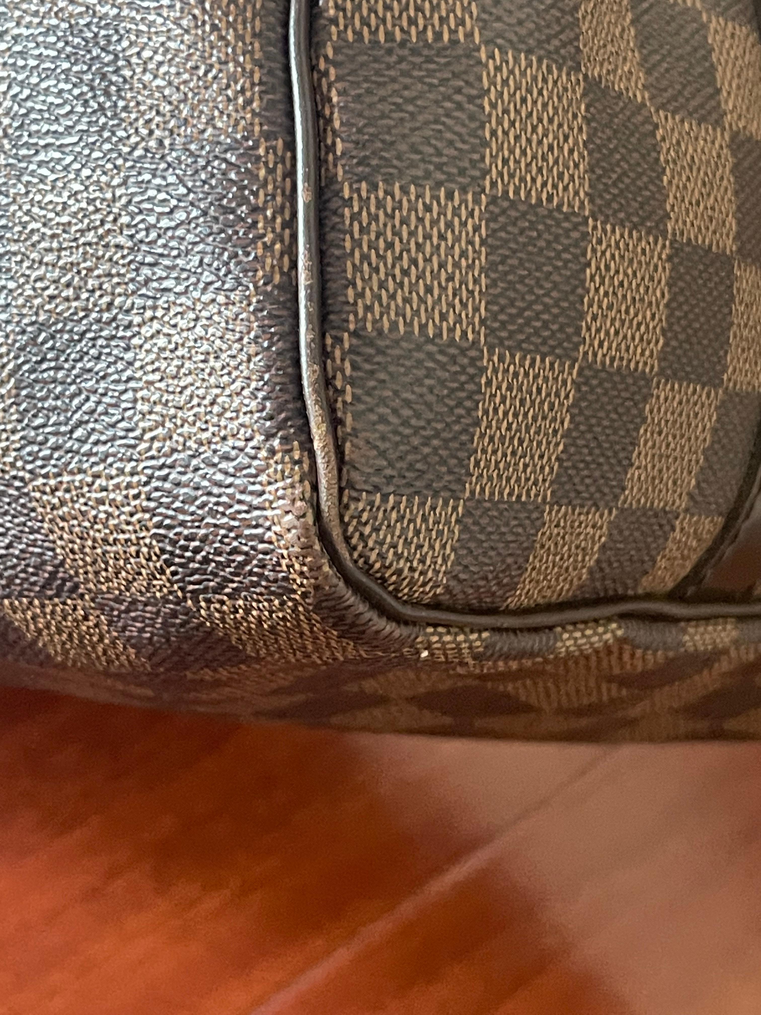 Louis Vuitton Brown Damier Ebene Speedy 35 Bandouliere Boston Bag For Sale 4