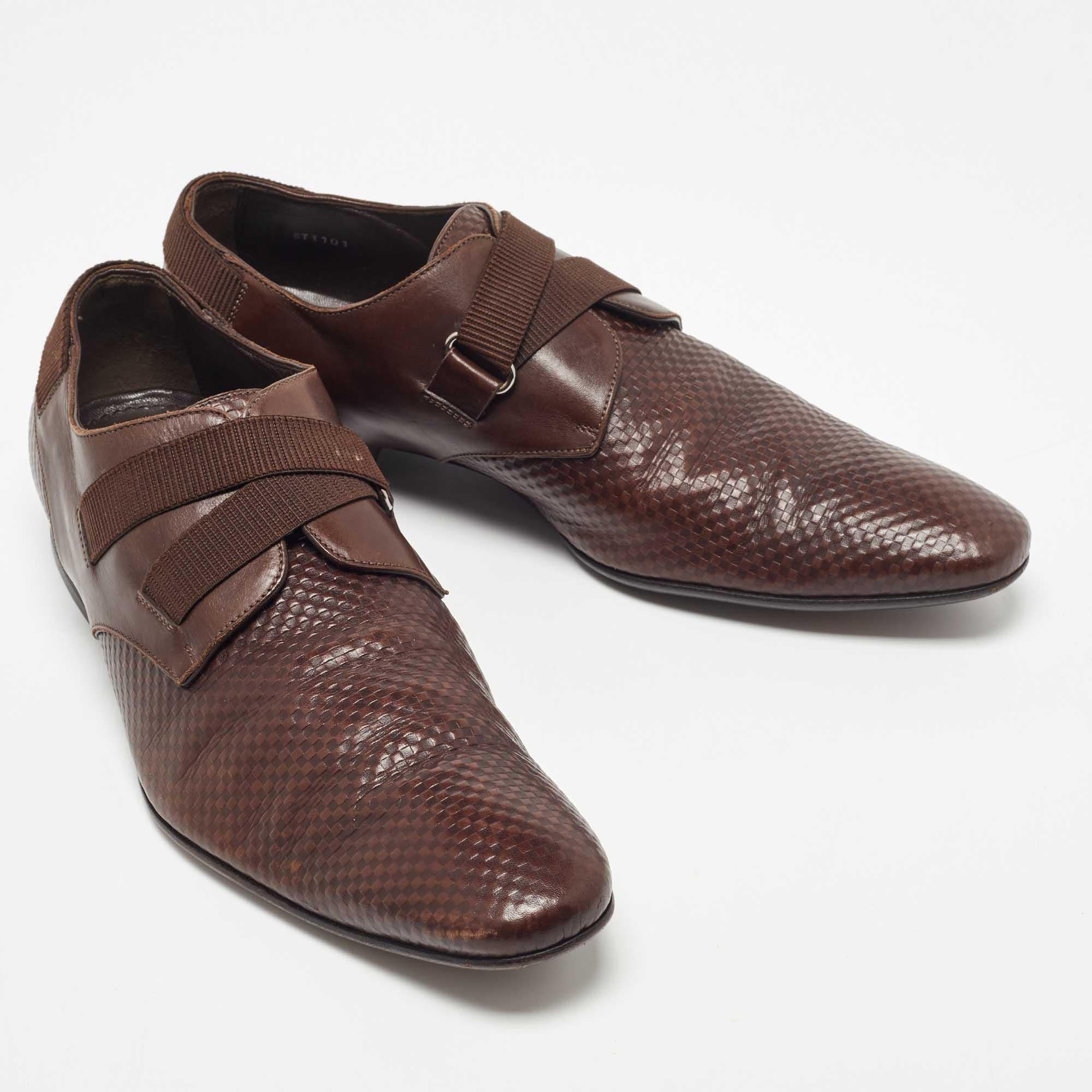 Louis Vuitton Brown Damier Leather Slip On Derby Size 43 In Good Condition In Dubai, Al Qouz 2