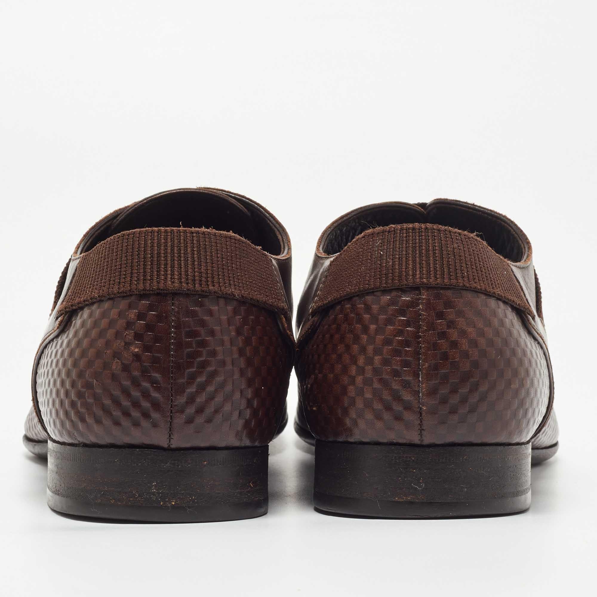 Louis Vuitton Brown Damier Leather Slip On Derby Size 43 1