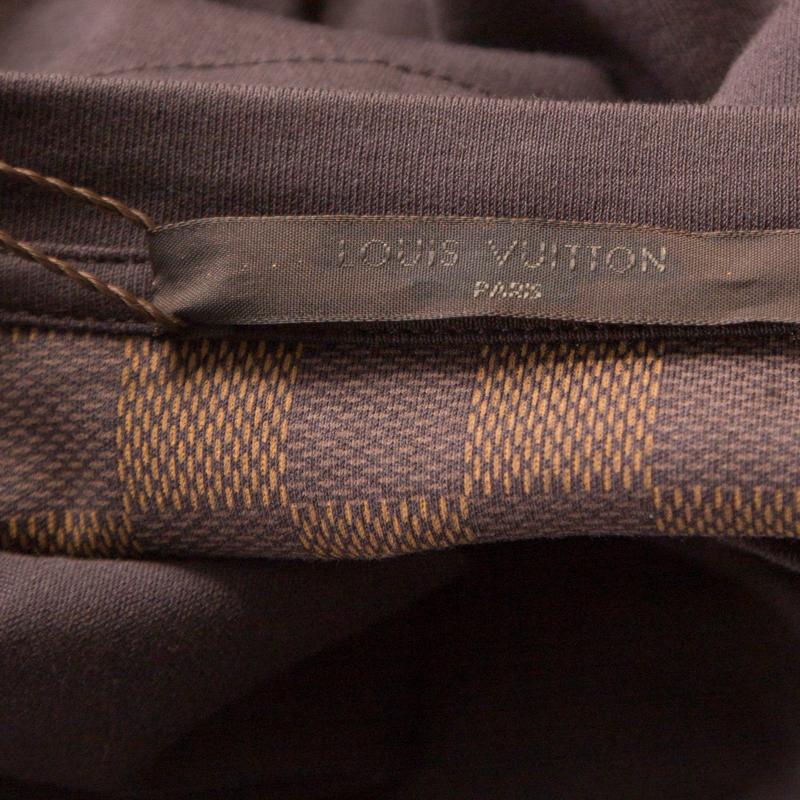 Louis Vuitton Brown Damier Pocket Trim Detail Short Sleeve T-Shirt M In Good Condition In Dubai, Al Qouz 2