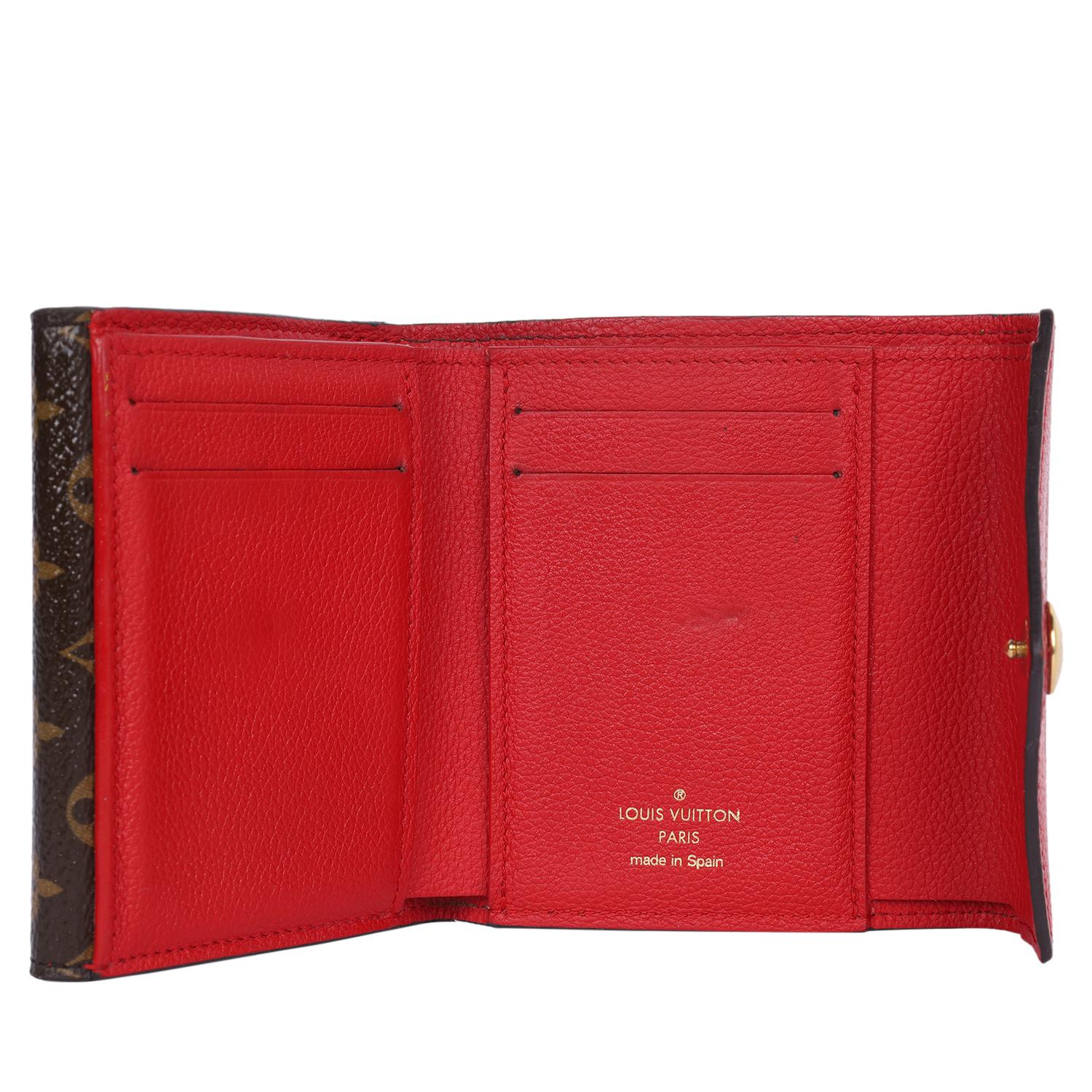 Louis Vuitton Brown Portefeuille compact double V en cuir avec toile monogramme en vente 5