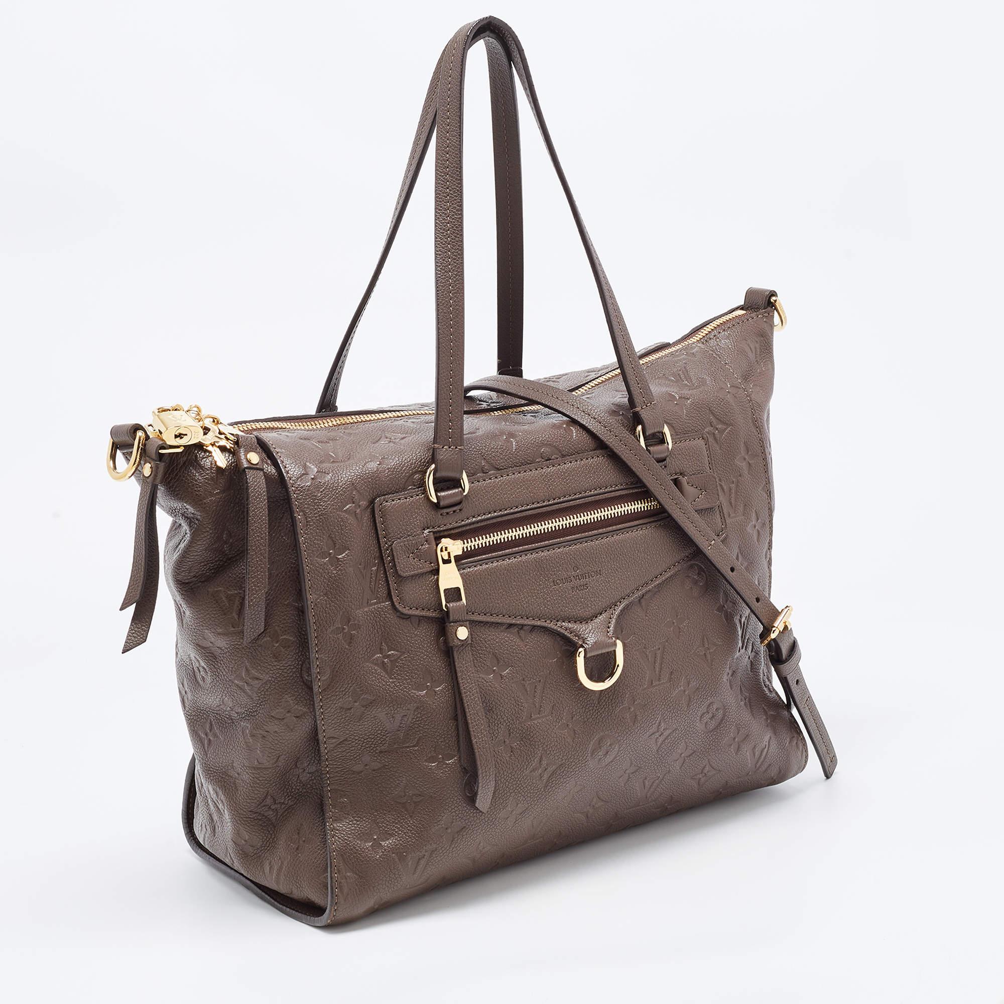 Louis Vuitton Brown Earth Monogram Empreinte Leather Lumineuse PM Bag In Good Condition In Dubai, Al Qouz 2