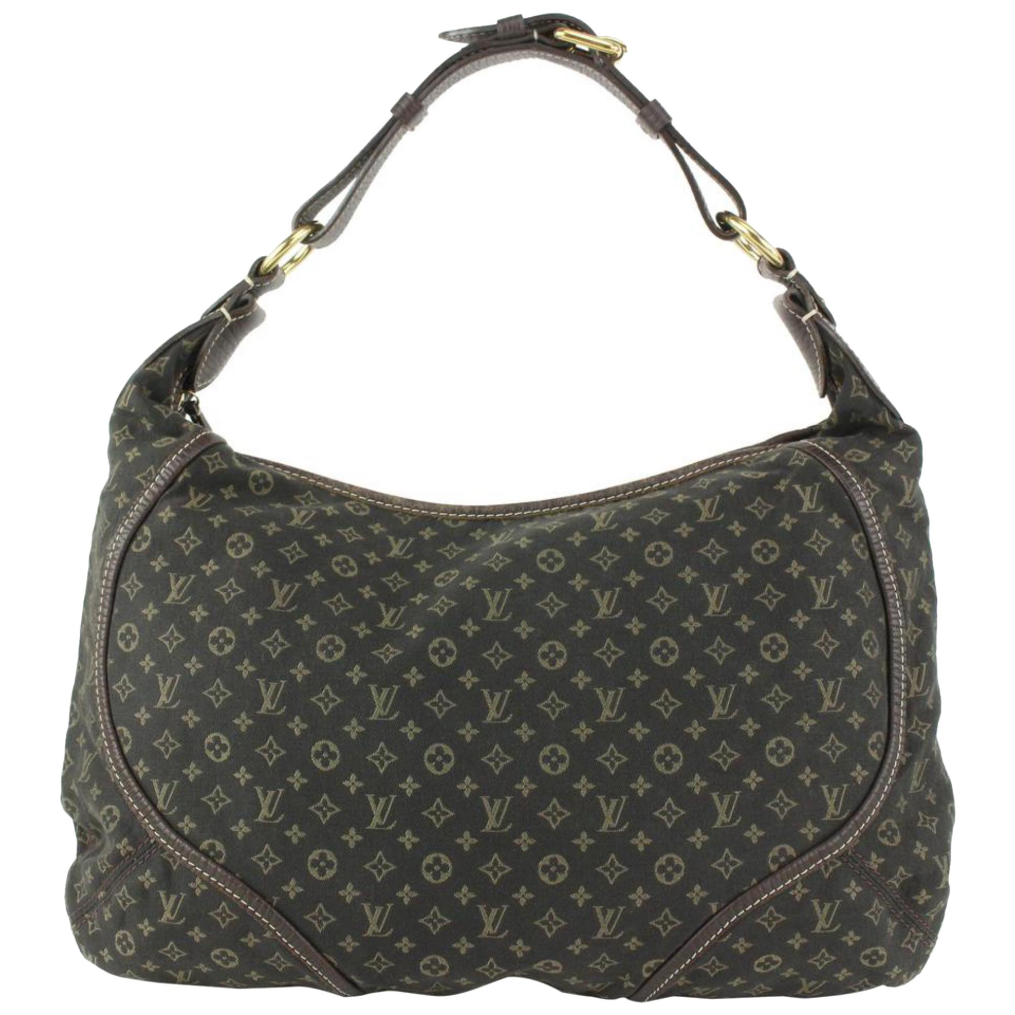 Louis Vuitton Brown Ebene Monogram Mini Lin Manon MM Artsy Hobo Galliera Bag 927