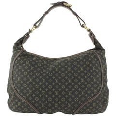 Louis Vuitton Brown Ebene Monogram Mini Lin Manon MM Artsy Hobo Galliera Bag 927