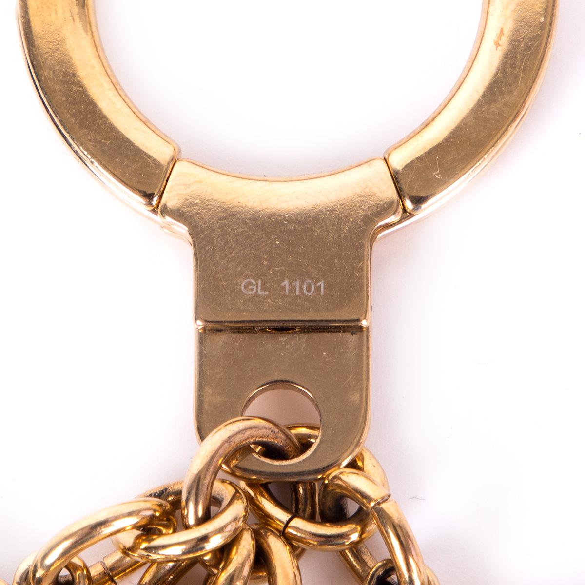 Beige LOUIS VUITTON brown enamel & gold Keyring Keychain