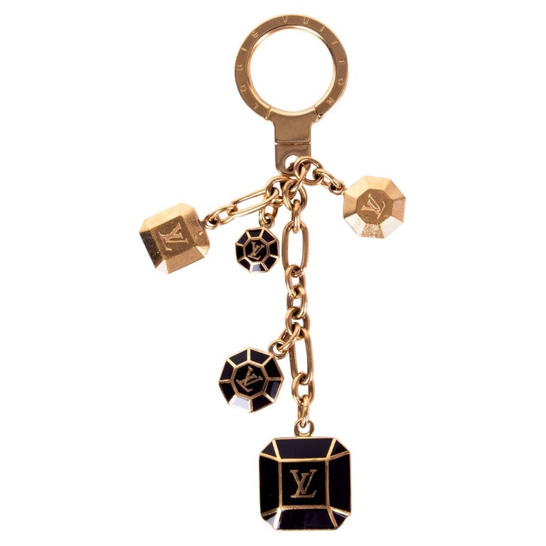 Lv Keyring LOUIS VUITTON brown enamel and gold Keyring Keychain at 1stDibs
