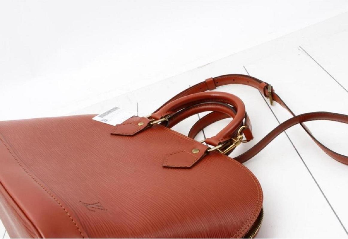 Gray Louis Vuitton Brown Epi Leather Alma PM with Strap Bandouliere 58LV713