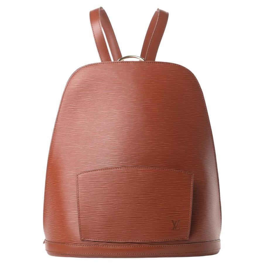LOUIS VUITTON LV Logo Gobelin Backpack Bag Epi Leather Brown Gold