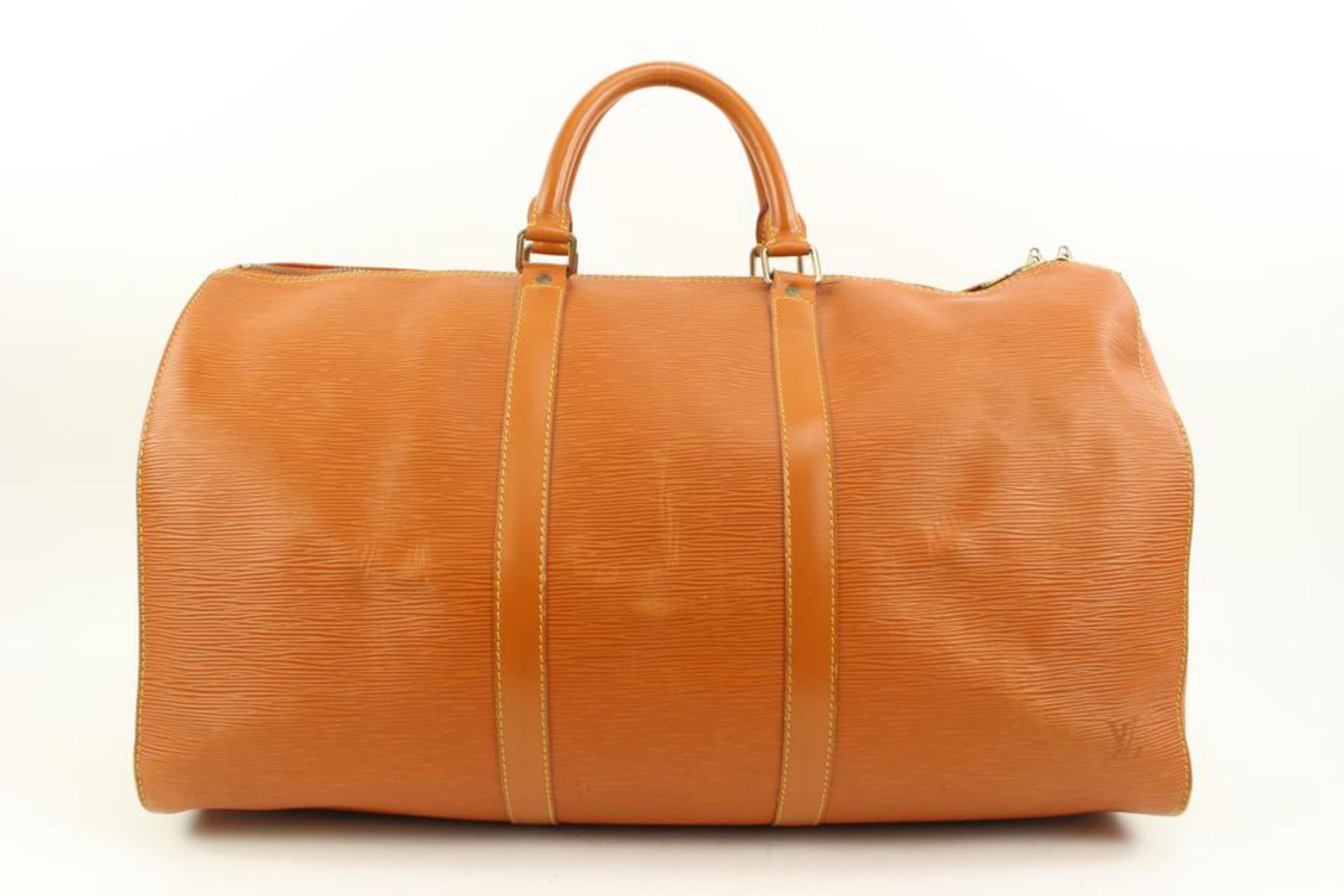 Louis Vuitton Brown Epi Leather Keepall 50 Duffle Bag 35lv223s 6