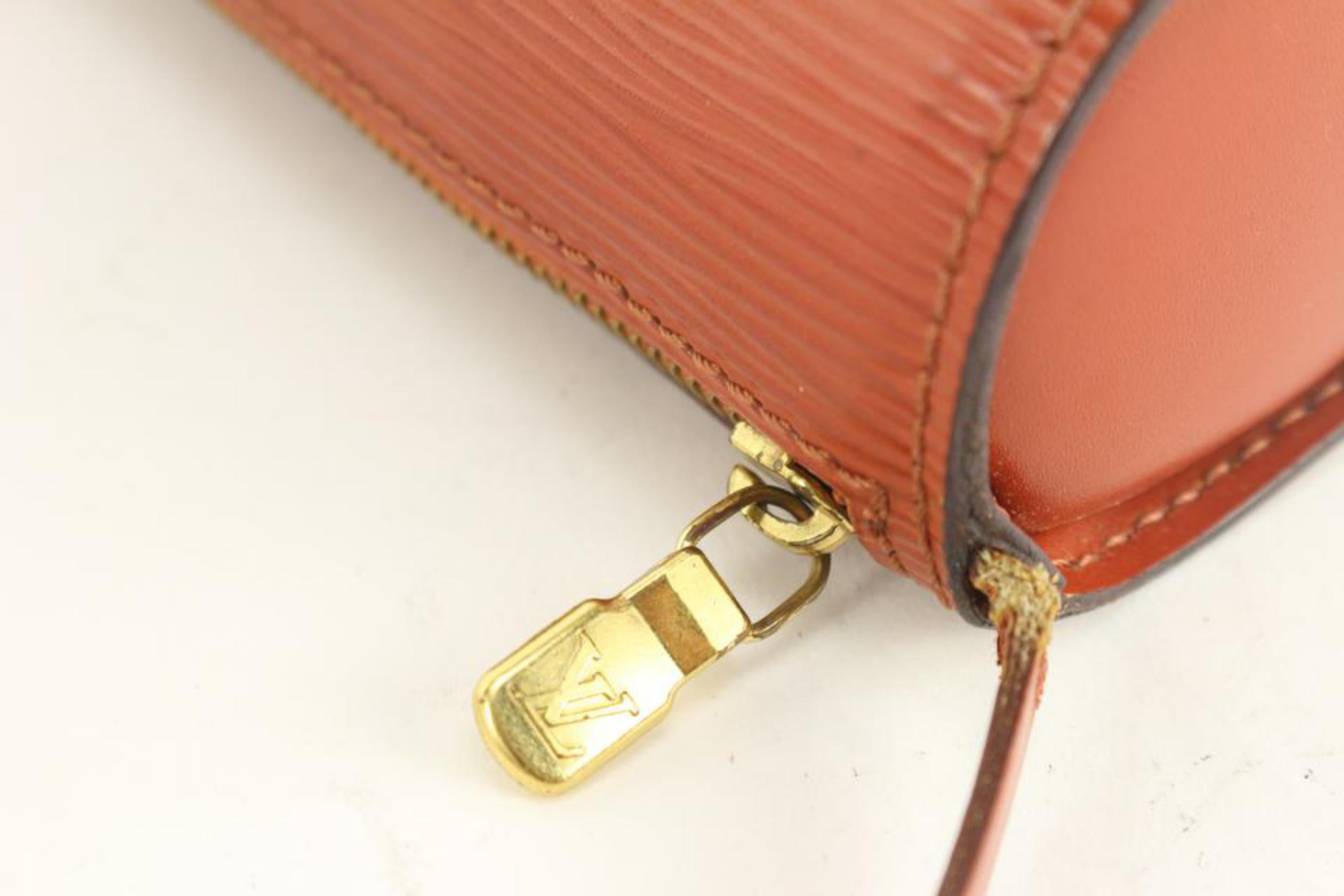 Women's Louis Vuitton Brown Epi Leather Mini Soufflot Papillon Wristlet Pouch 31lk62s