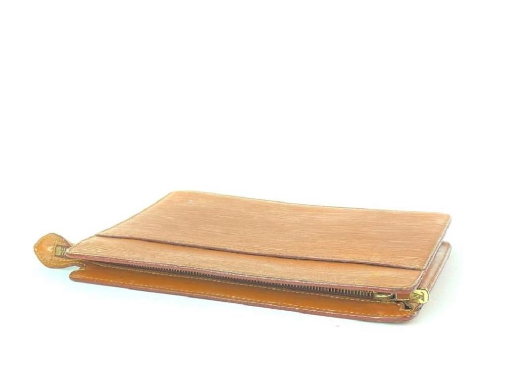 Louis Vuitton Brown Epi Leder Pochette Homme Umschlag Clutch 7LV910 im Angebot 1