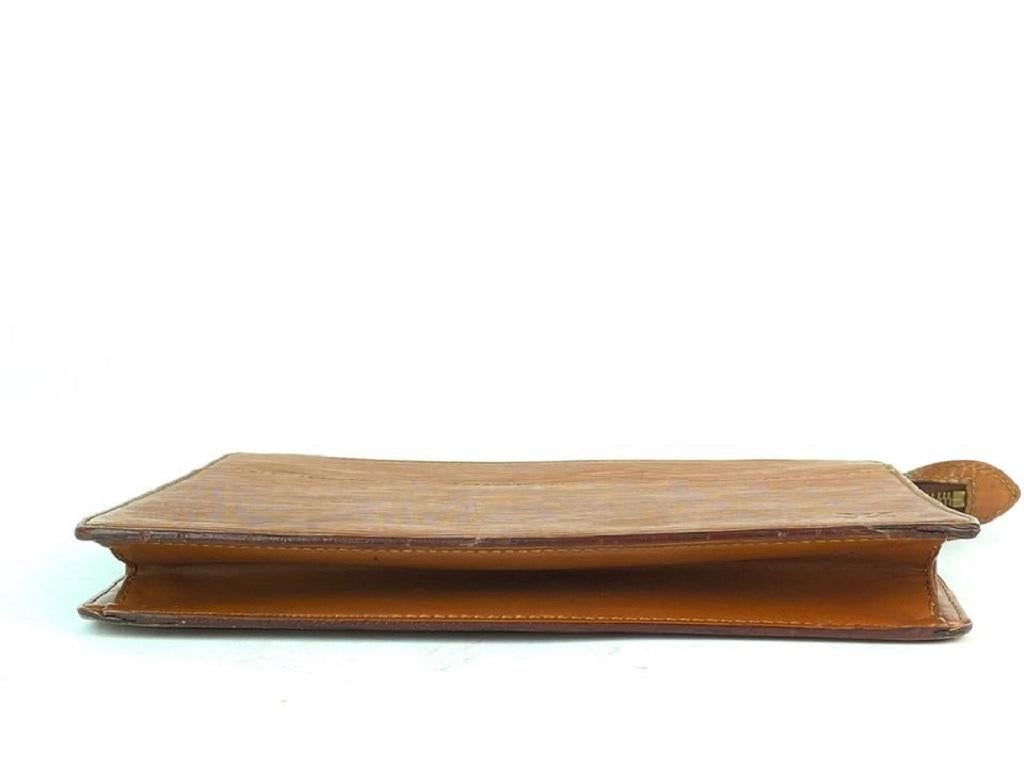 Louis Vuitton Brown Epi Leder Pochette Homme Umschlag Clutch 7LV910 im Angebot 4