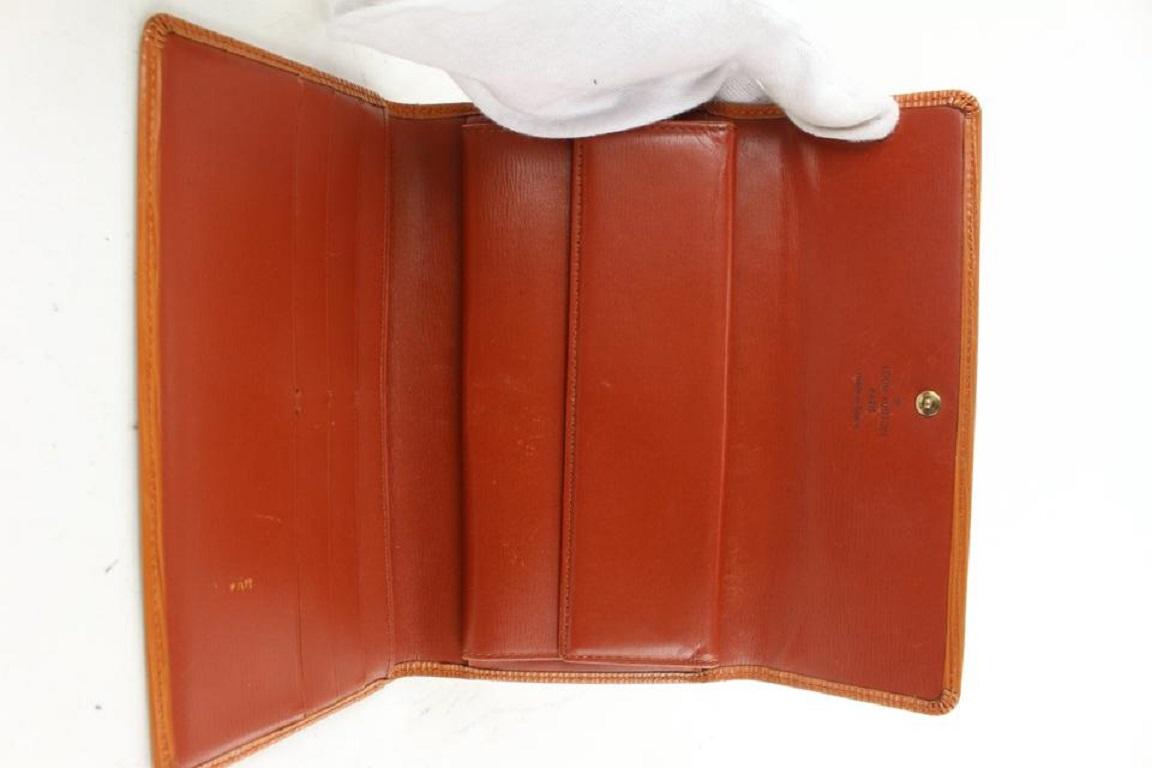 Women's Louis Vuitton Brown Epi Leather Porte Tresor Trifold Long Wallet 720lvs622 For Sale