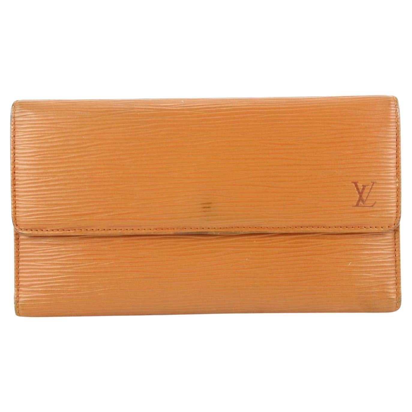 Louis Vuitton Brown Epi Leather Porte Tresor Trifold Long Wallet 720lvs622 For Sale