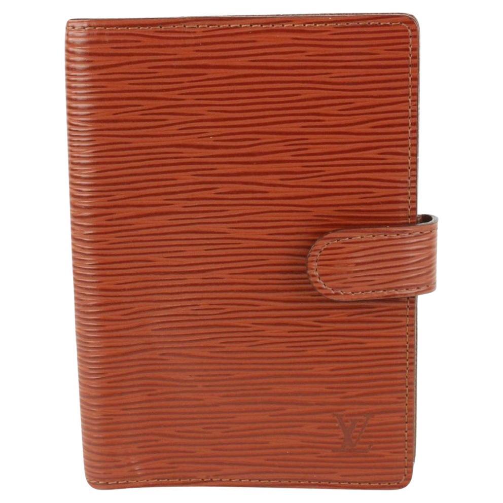 Louis Vuitton Brown Epi Leather Small Ring Agenda PM Diary Cover Notebook 97lv2 For Sale