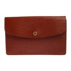 Louis Vuitton Braunes Epi Leder Vintage Montaigne Clutch