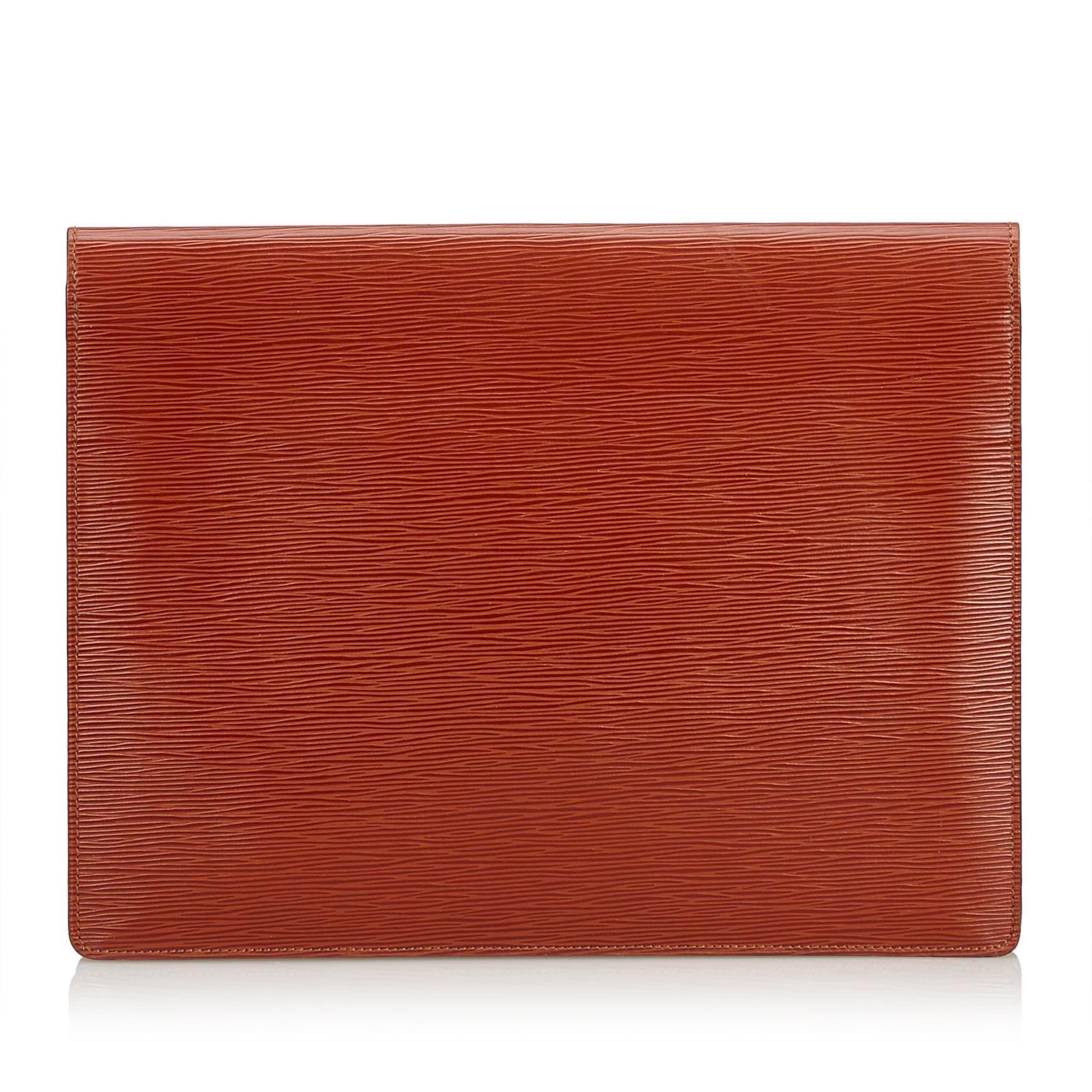 Red Louis Vuitton Brown Epi Porte Documents Senateur