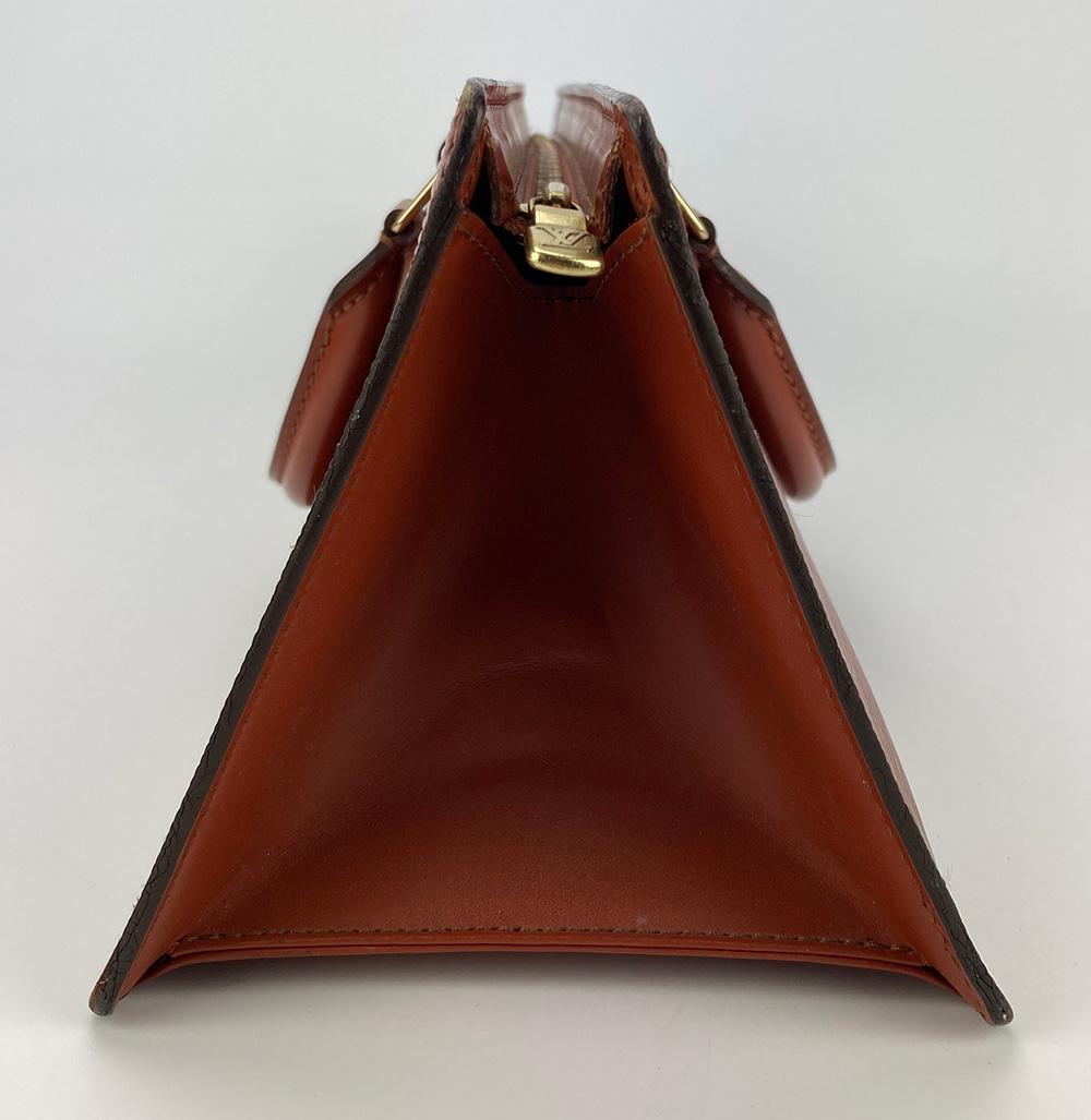 Louis Vuitton Brown Epi Sac Triangle Bag in very good condition. Unique sac triangle shape with long body and triangle shaped width/height. Brown epi leather exterior, leather interior and gold hardware. Full top zipper closure. Overall very good