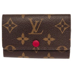 Louis Vuitton Brown Fuchsia Monogram Canvas Leather 6 Key Holder