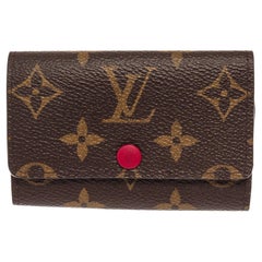 Louis Vuitton Brown Fuchsia Monogram Canvas Leather 6 Key Holder at 1stDibs