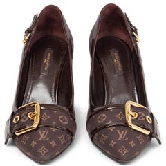LOUIS VUITTON brown FUISAN MONOGRAM IDYLLE Buckle Pumps Shoes 37