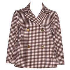 Louis Vuitton Brown Gingham Check Detachable Sleeve Short Coat S