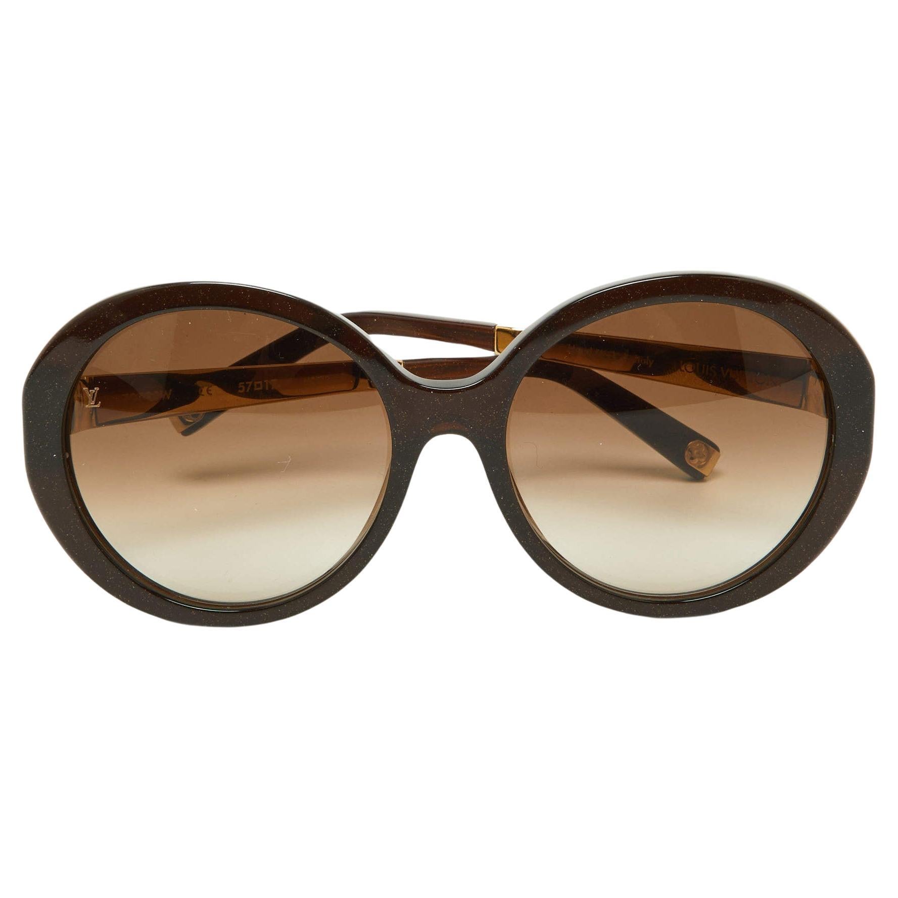 Louis Vuitton Brown Glitter/Brown Gradient Petit Soupcon Round Sunglasses For Sale