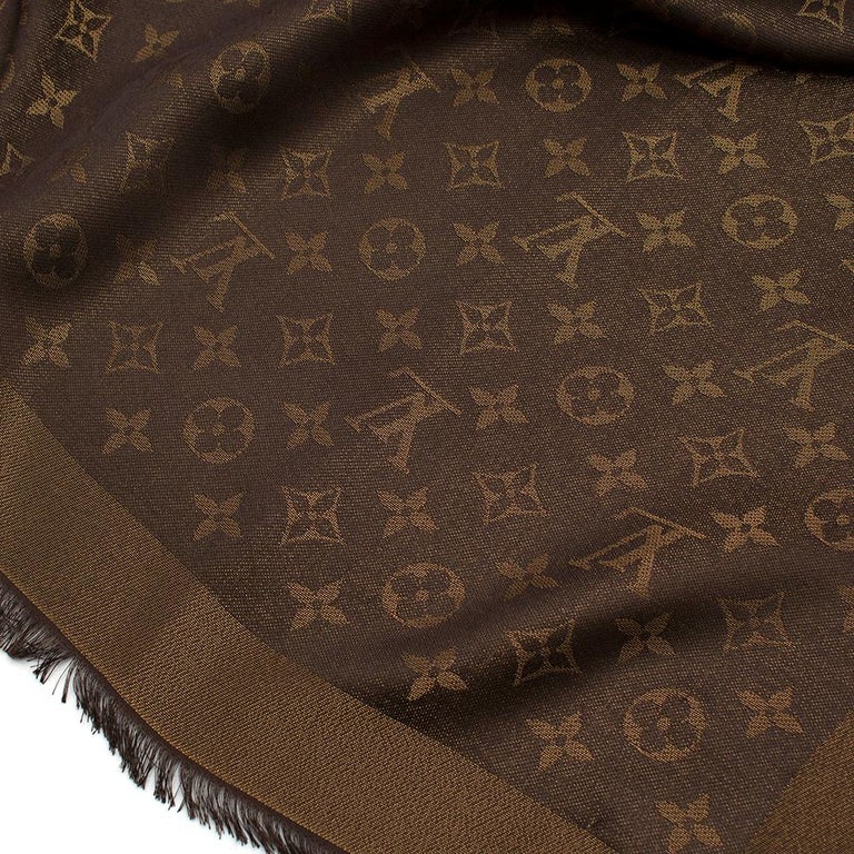 Louis Vuitton Brown Lurex Monogram Shine Shawl with Box rt. $675 For Sale  at 1stDibs