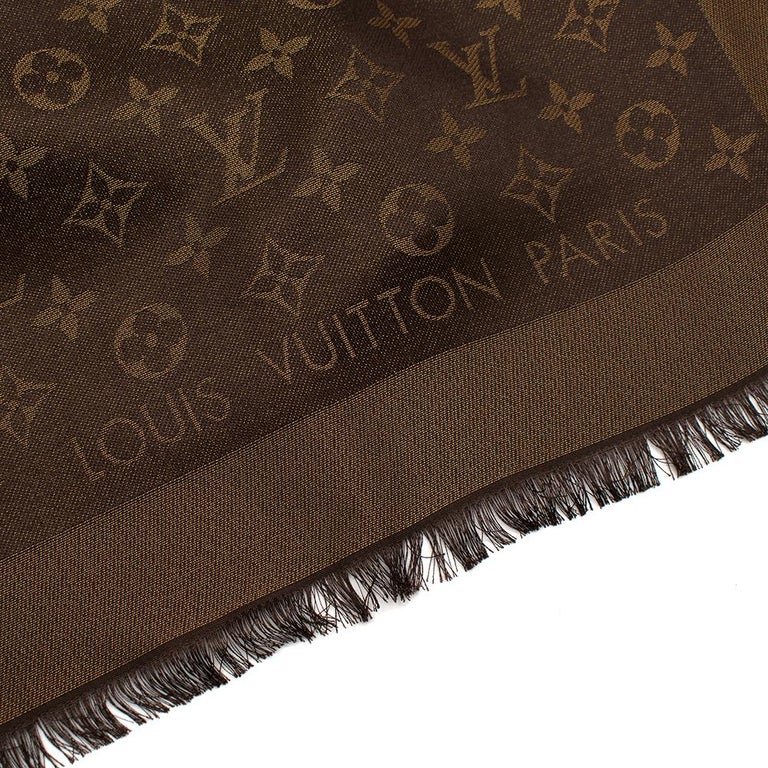 Louis Vuitton Brown Lurex Monogram Shine Shawl with Box rt. $675 For Sale  at 1stDibs