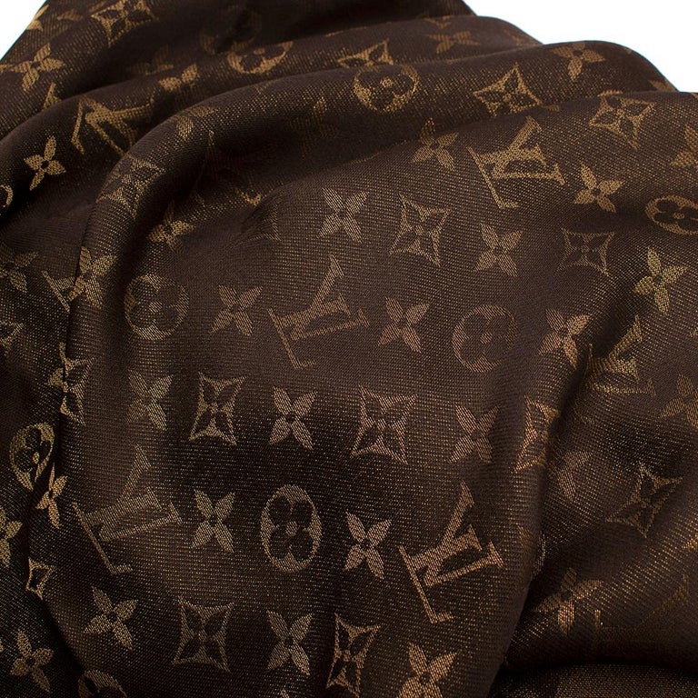Louis Vuitton Monogram Shine Shawl Scarf Classic Brown And Gold