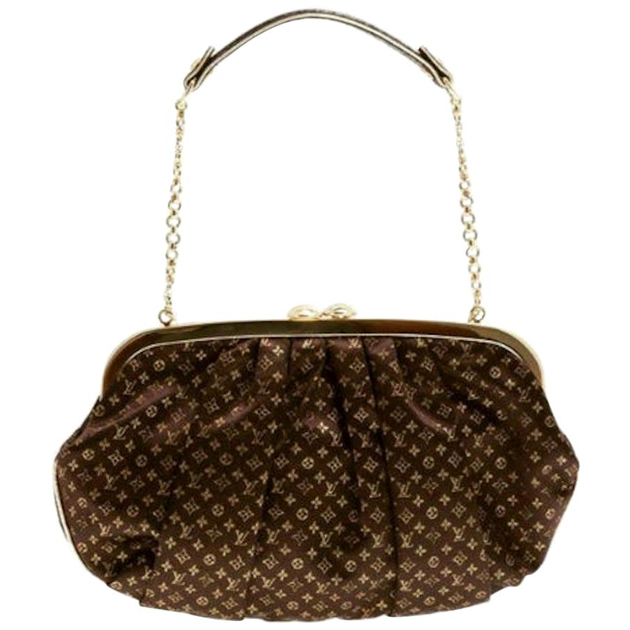 Louis Vuitton Brown Gold Monogram Snakeskin 2 in 1 Evening Clutch Shoulder Bag