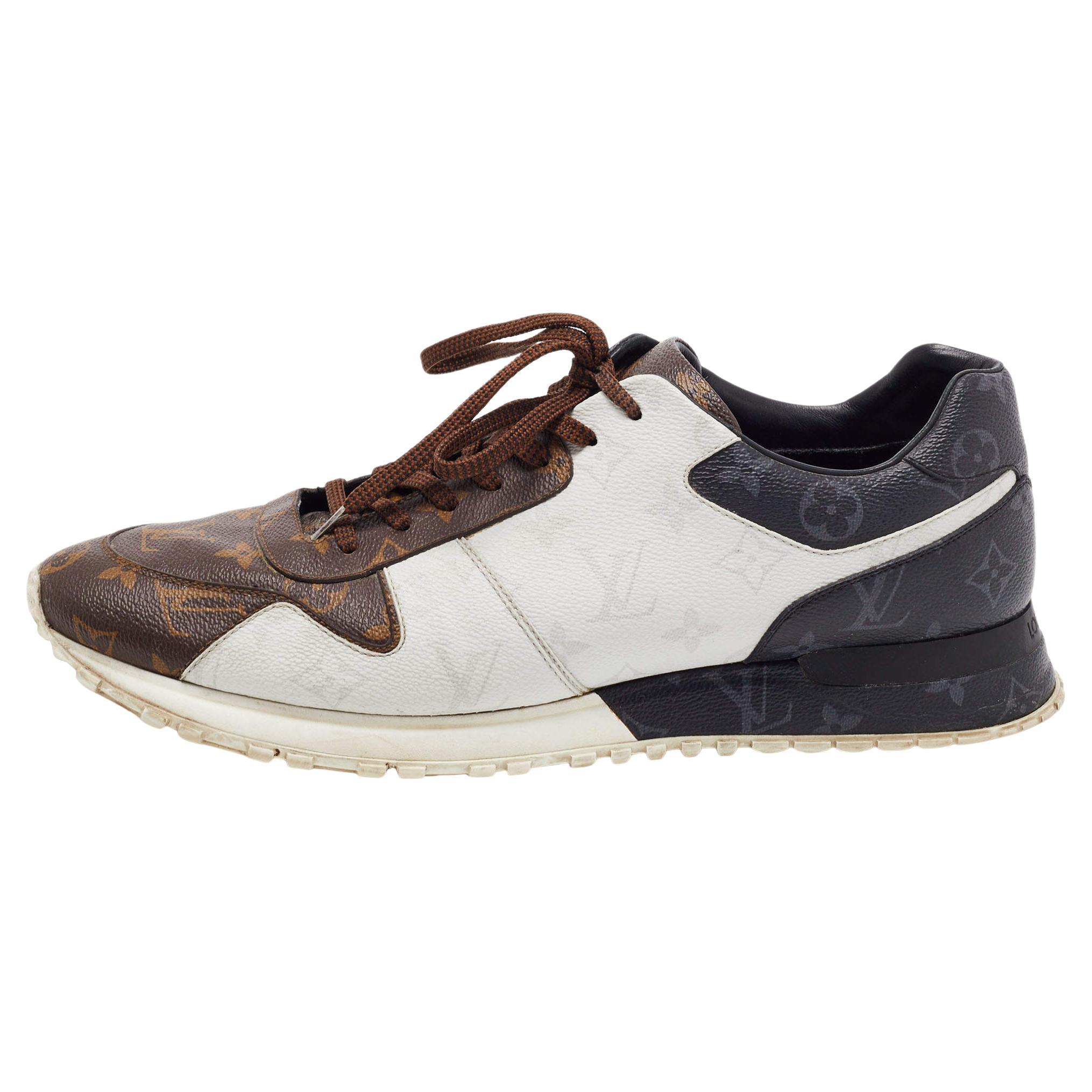 Louis Vuitton Brown/Grey Monogram Canvas Run Away Sneakers Size 46